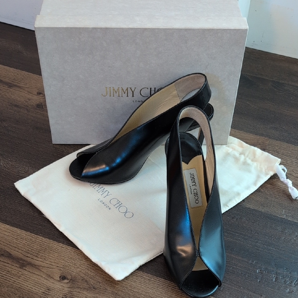 Jimmy Choo Black Peep Toe Heels
